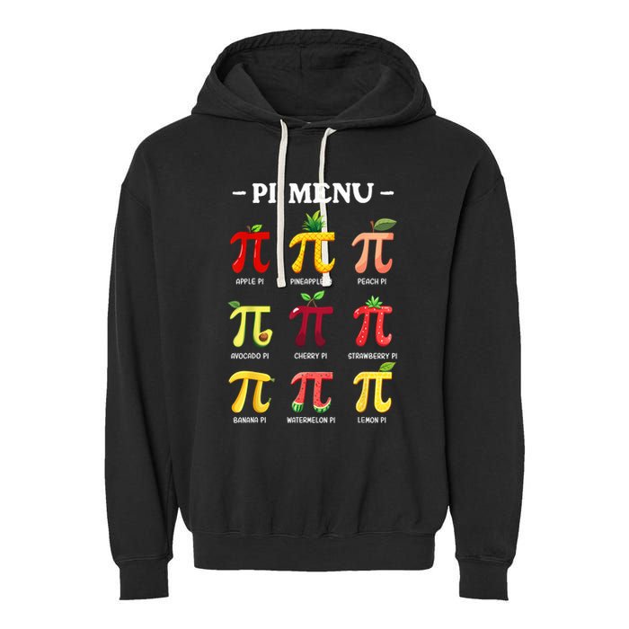 Pi Menu Pi Day 314 Math Teacher Pi Symbol Funny Pie Pun Garment-Dyed Fleece Hoodie