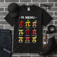 Pi Menu Pi Day 314 Math Teacher Pi Symbol Funny Pie Pun Tall T-Shirt