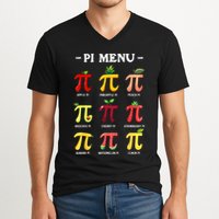 Pi Menu Pi Day 314 Math Teacher Pi Symbol Funny Pie Pun V-Neck T-Shirt