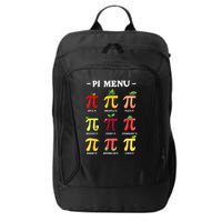 Pi Menu Pi Day 314 Math Teacher Pi Symbol Funny Pie Pun City Backpack
