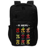Pi Menu Pi Day 314 Math Teacher Pi Symbol Funny Pie Pun Impact Tech Backpack