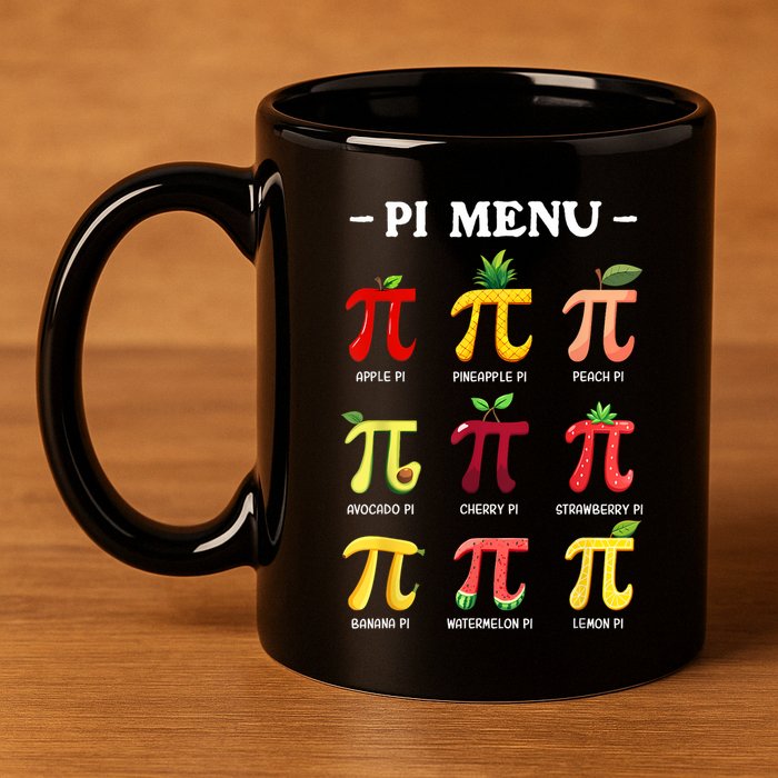 Pi Menu Pi Day 314 Math Teacher Pi Symbol Funny Pie Pun 11oz C Handle Ceramic Mug
