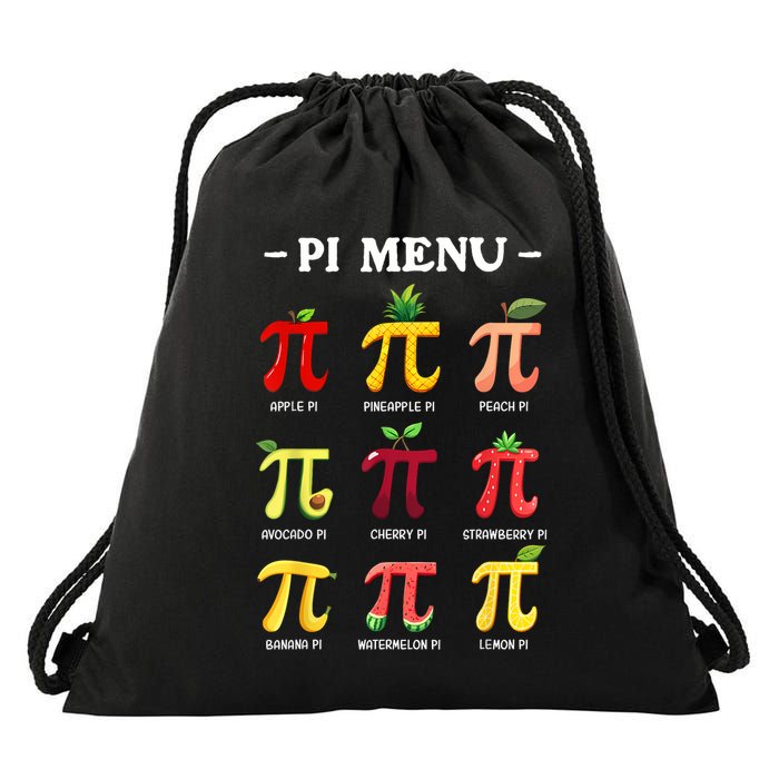 Pi Menu Pi Day 314 Math Teacher Pi Symbol Funny Pie Pun Drawstring Bag