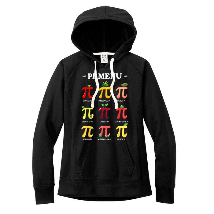 Pi Menu Pi Day 314 Math Teacher Pi Symbol Funny Pie Pun Women's Fleece Hoodie