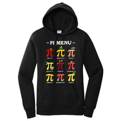 Pi Menu Pi Day 314 Math Teacher Pi Symbol Funny Pie Pun Women's Pullover Hoodie