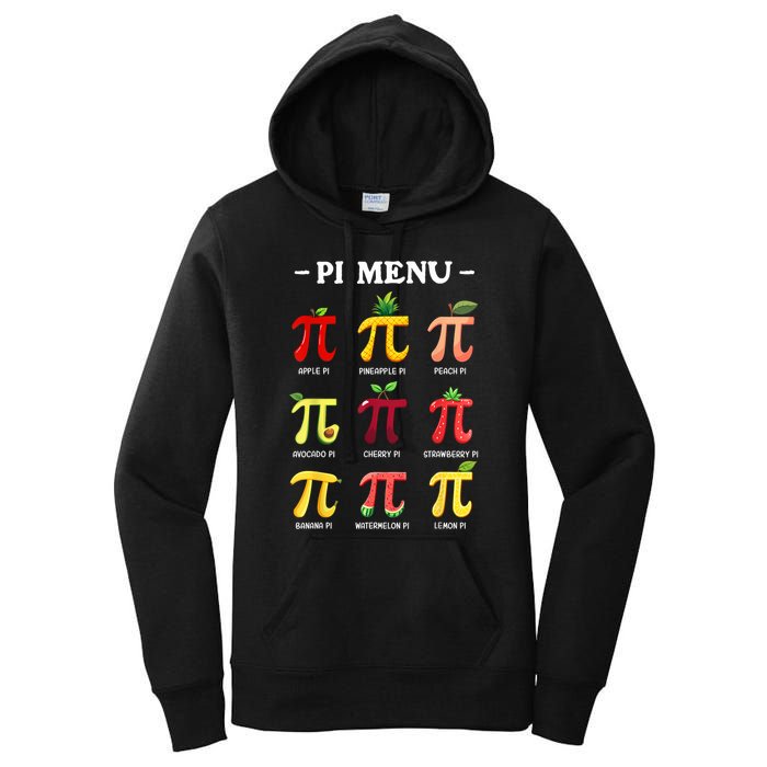 Pi Menu Pi Day 314 Math Teacher Pi Symbol Funny Pie Pun Women's Pullover Hoodie