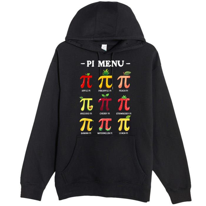 Pi Menu Pi Day 314 Math Teacher Pi Symbol Funny Pie Pun Premium Pullover Hoodie