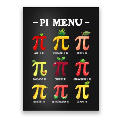 Pi Menu Pi Day 314 Math Teacher Pi Symbol Funny Pie Pun Poster