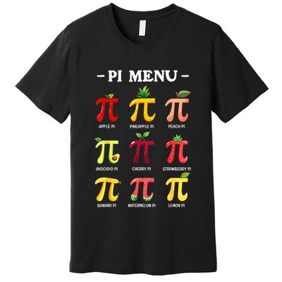 Pi Menu Pi Day 314 Math Teacher Pi Symbol Funny Pie Pun Premium T-Shirt
