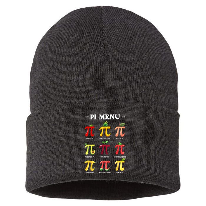 Pi Menu Pi Day 314 Math Teacher Pi Symbol Funny Pie Pun Sustainable Knit Beanie