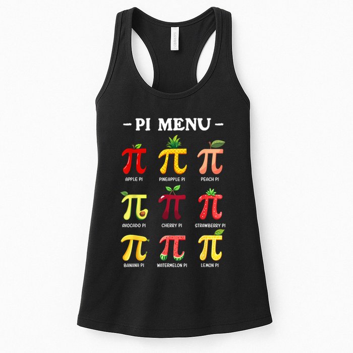Pi Menu Pi Day 314 Math Teacher Pi Symbol Funny Pie Pun Womens Tank Top