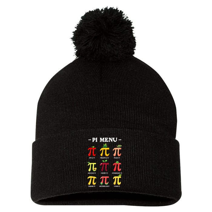 Pi Menu Pi Day 314 Math Teacher Pi Symbol Funny Pie Pun Pom Pom 12in Knit Beanie