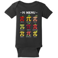 Pi Menu Pi Day 314 Math Teacher Pi Symbol Funny Pie Pun Baby Bodysuit