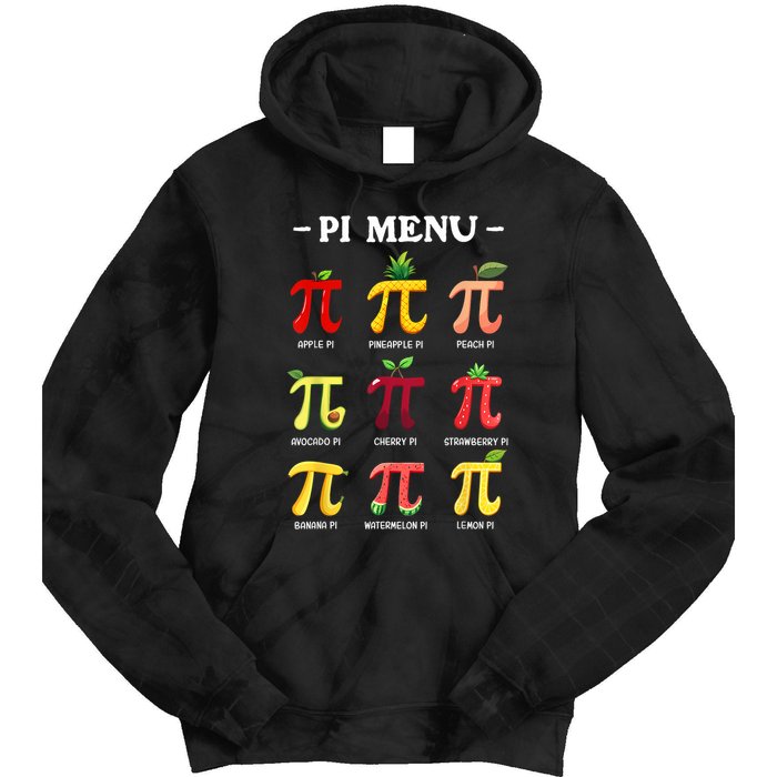 Pi Menu Pi Day 314 Math Teacher Pi Symbol Funny Pie Pun Tie Dye Hoodie