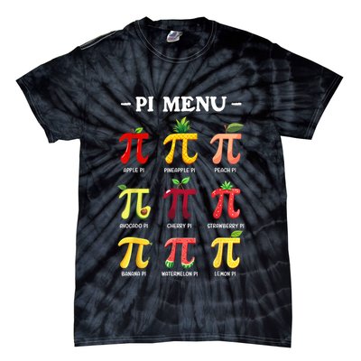 Pi Menu Pi Day 314 Math Teacher Pi Symbol Funny Pie Pun Tie-Dye T-Shirt