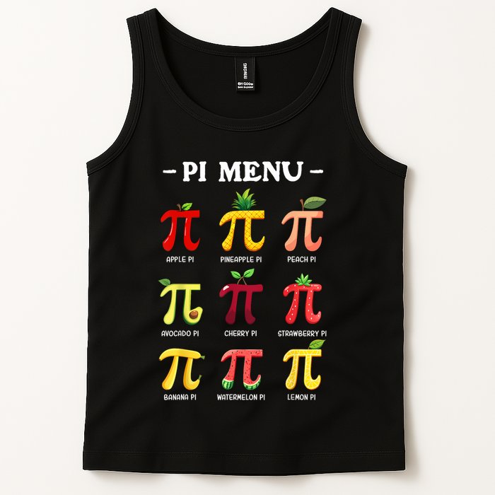 Pi Menu Pi Day 314 Math Teacher Pi Symbol Funny Pie Pun Tank Top