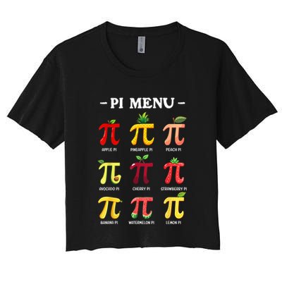 Pi Menu Pi Day 314 Math Teacher Pi Symbol Funny Pie Pun Crop Top