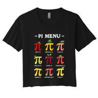 Pi Menu Pi Day 314 Math Teacher Pi Symbol Funny Pie Pun Crop Top