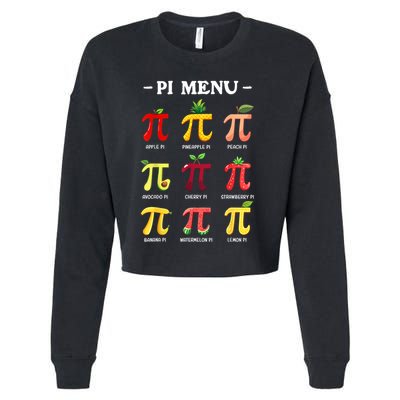 Pi Menu Pi Day 314 Math Teacher Pi Symbol Funny Pie Pun Cropped Pullover Crew