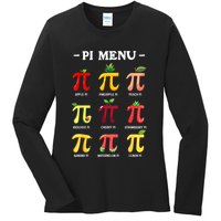 Pi Menu Pi Day 314 Math Teacher Pi Symbol Funny Pie Pun Ladies Long Sleeve Shirt