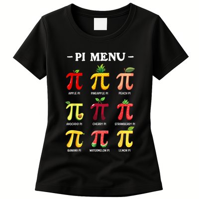 Pi Menu Pi Day 314 Math Teacher Pi Symbol Funny Pie Pun Womens T-Shirt