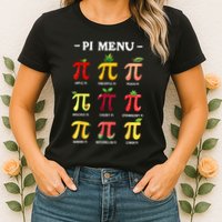 Pi Menu Pi Day 314 Math Teacher Pi Symbol Funny Pie Pun Womens T-Shirt