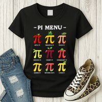 Pi Menu Pi Day 314 Math Teacher Pi Symbol Funny Pie Pun Womens T-Shirt
