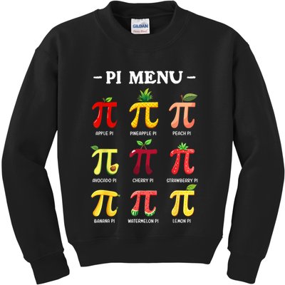 Pi Menu Pi Day 314 Math Teacher Pi Symbol Funny Pie Pun Kids Sweatshirt