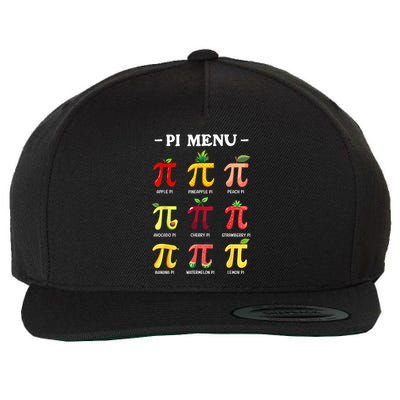 Pi Menu Pi Day 314 Math Teacher Pi Symbol Funny Pie Pun Wool Snapback Cap