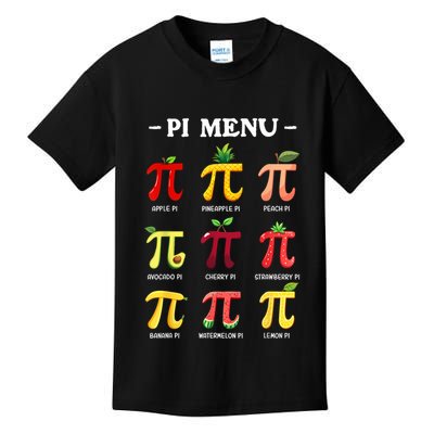 Pi Menu Pi Day 314 Math Teacher Pi Symbol Funny Pie Pun Kids T-Shirt