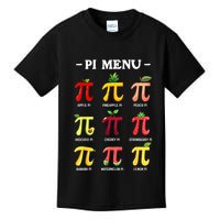 Pi Menu Pi Day 314 Math Teacher Pi Symbol Funny Pie Pun Kids T-Shirt
