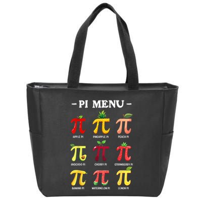 Pi Menu Pi Day 314 Math Teacher Pi Symbol Funny Pie Pun Zip Tote Bag