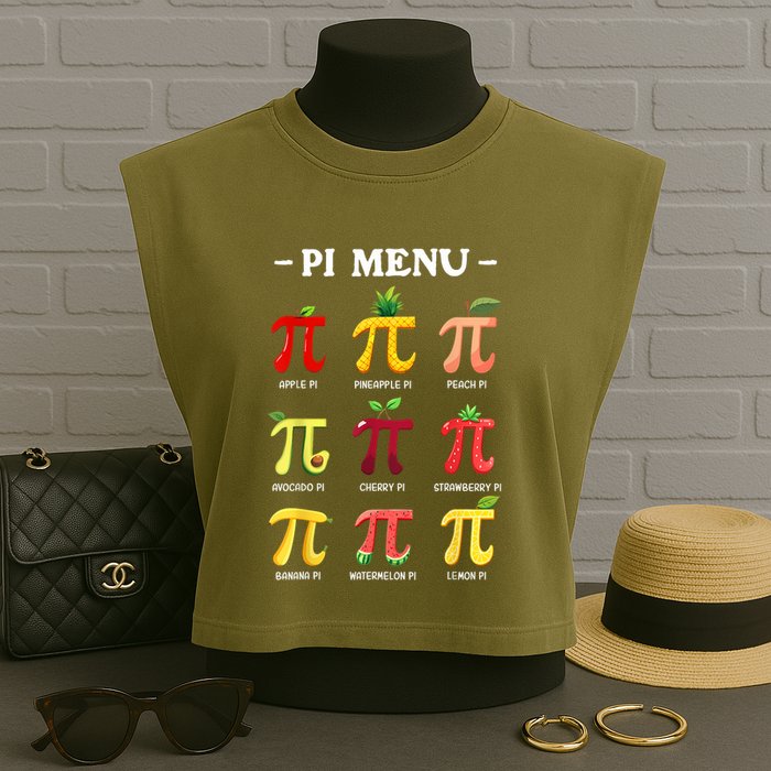 Pi Menu Pi Day 314 Math Teacher Pi Symbol Funny Pie Pun Garment-Dyed Women's Muscle Tee