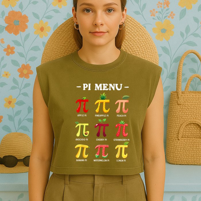 Pi Menu Pi Day 314 Math Teacher Pi Symbol Funny Pie Pun Garment-Dyed Women's Muscle Tee