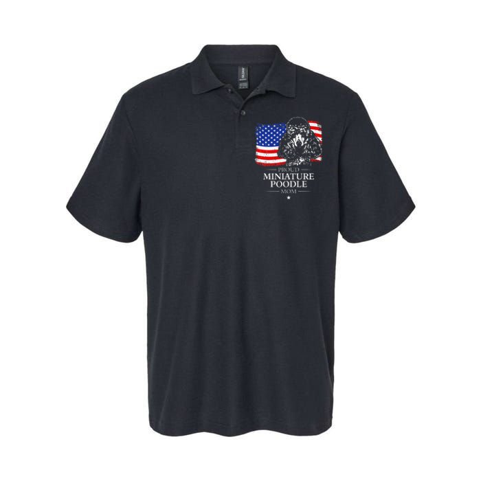 Proud Miniature Poodle Mom American Flag patriotic gift dog Softstyle Adult Sport Polo