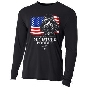 Proud Miniature Poodle Mom American Flag patriotic gift dog Cooling Performance Long Sleeve Crew