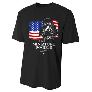 Proud Miniature Poodle Mom American Flag patriotic gift dog Performance Sprint T-Shirt