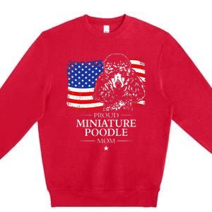 Proud Miniature Poodle Mom American Flag patriotic gift dog Premium Crewneck Sweatshirt