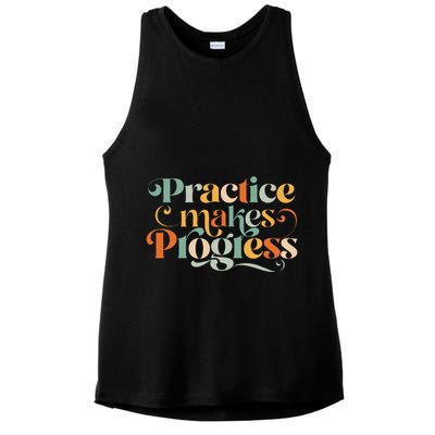 Practice Makes Progress Over Perfection Positive Motivation Ladies PosiCharge Tri-Blend Wicking Tank