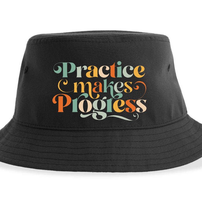 Practice Makes Progress Over Perfection Positive Motivation Sustainable Bucket Hat