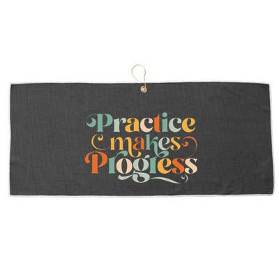 Practice Makes Progress Over Perfection Positive Motivation Large Microfiber Waffle Golf Towel