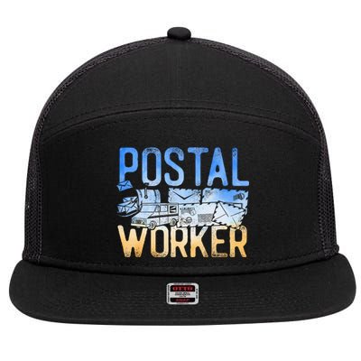 Postman Mailman Postal Worker 7 Panel Mesh Trucker Snapback Hat