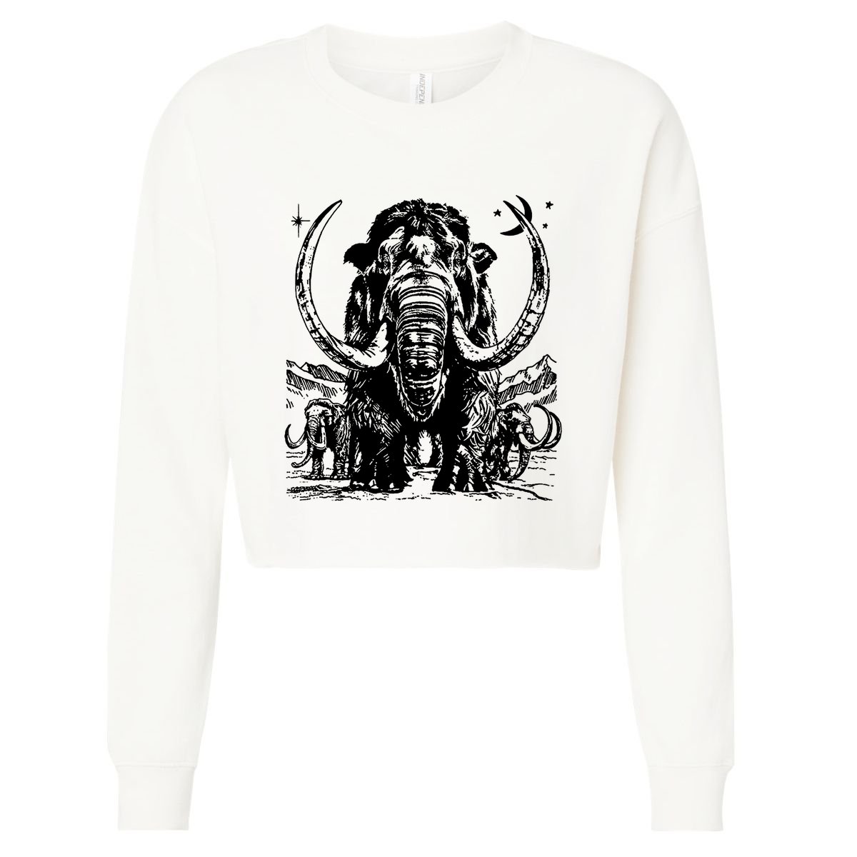 Prehistoric Mammoth Cropped Pullover Crew