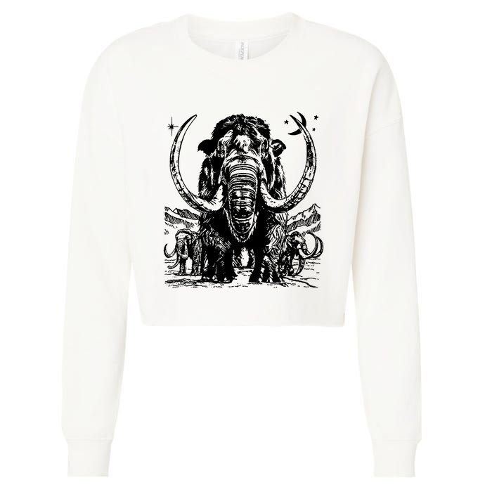 Prehistoric Mammoth Cropped Pullover Crew
