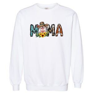 Pig Mama Pig Mom Sunflower Country Farm Life Cowhide Garment-Dyed Sweatshirt