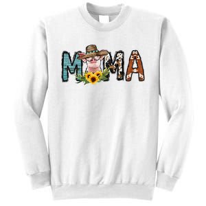 Pig Mama Pig Mom Sunflower Country Farm Life Cowhide Sweatshirt