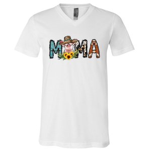 Pig Mama Pig Mom Sunflower Country Farm Life Cowhide V-Neck T-Shirt