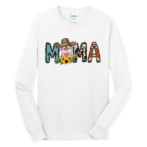 Pig Mama Pig Mom Sunflower Country Farm Life Cowhide Tall Long Sleeve T-Shirt