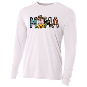 Pig Mama Pig Mom Sunflower Country Farm Life Cowhide Cooling Performance Long Sleeve Crew