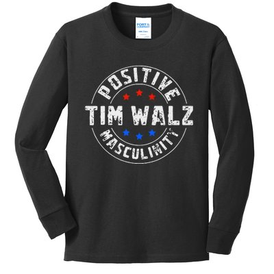 Positive Masculinity Pro Kamala Tim Walz 2024 Kids Long Sleeve Shirt